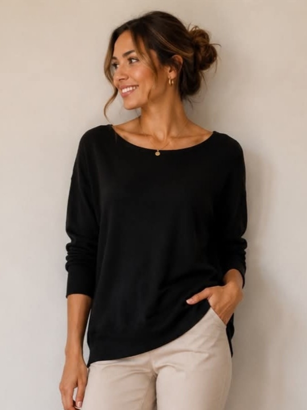 Liu Jo Black Boatneck Lightweight Sweater